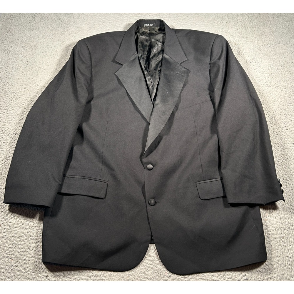 Chaps Ralph Lauren Sport Coat Mens 50L Black Wool Jacket Blazer Vintage USA Made